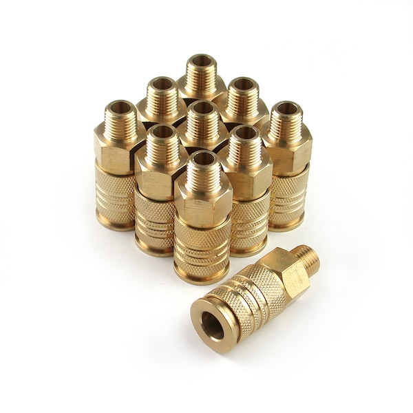 Primefit Universal Coupler Brass 1/4" x 1/4" Male NPT 10PCS UC1414MB-B10-P - main